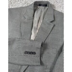 Lauren Ralph Lauren Silk‎ Wool Houndstooth Blazer Gray Black Jacket 40R